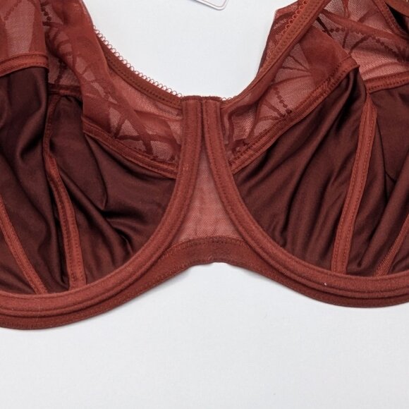 46DD Elomi Cate Underwire Full Cup Banded Bra Dark Copper NWT EL4030 Plus Size - Picture 5 of 6